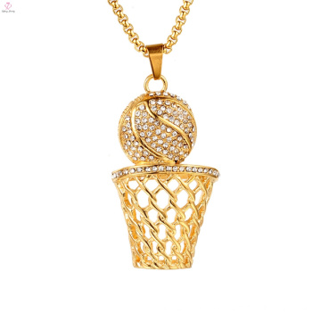 Iced Out Ball Rim Hiphop Collier de pendentif de basketball